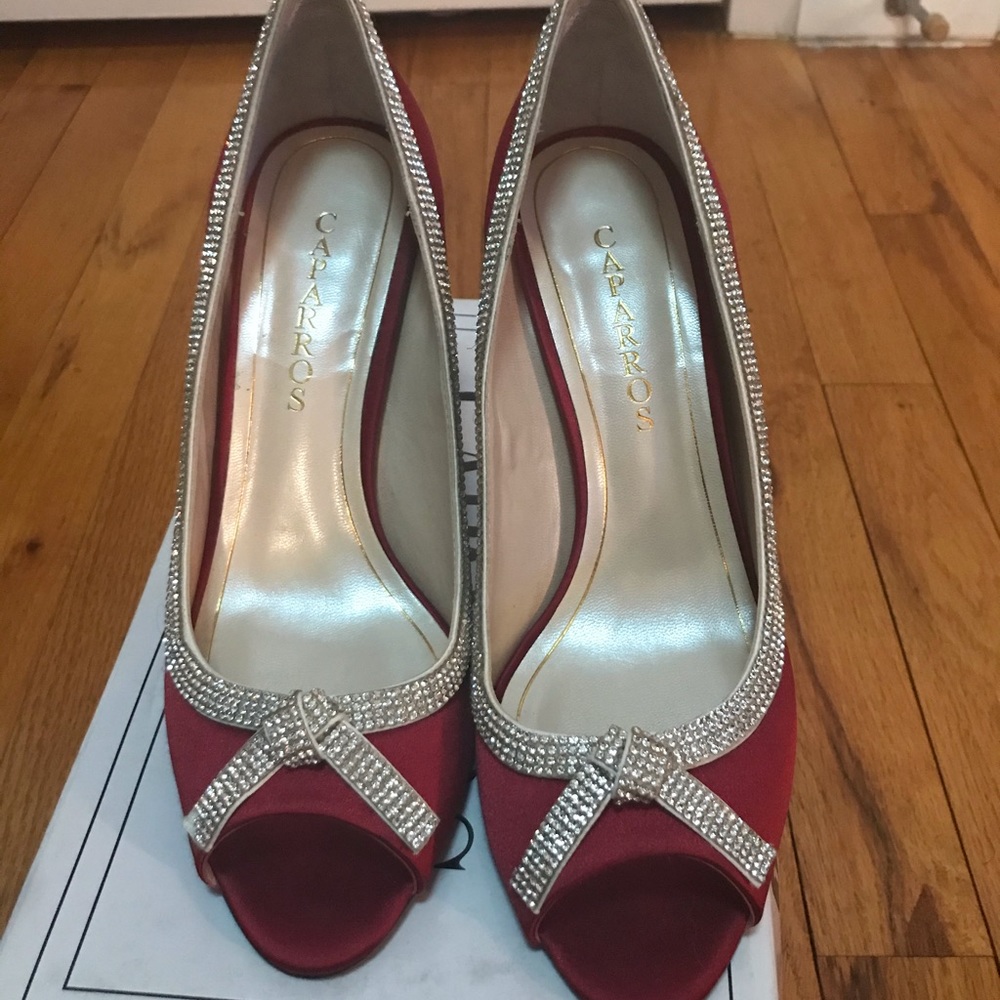 Caparros Peep Toe Pumps, Ruby satin